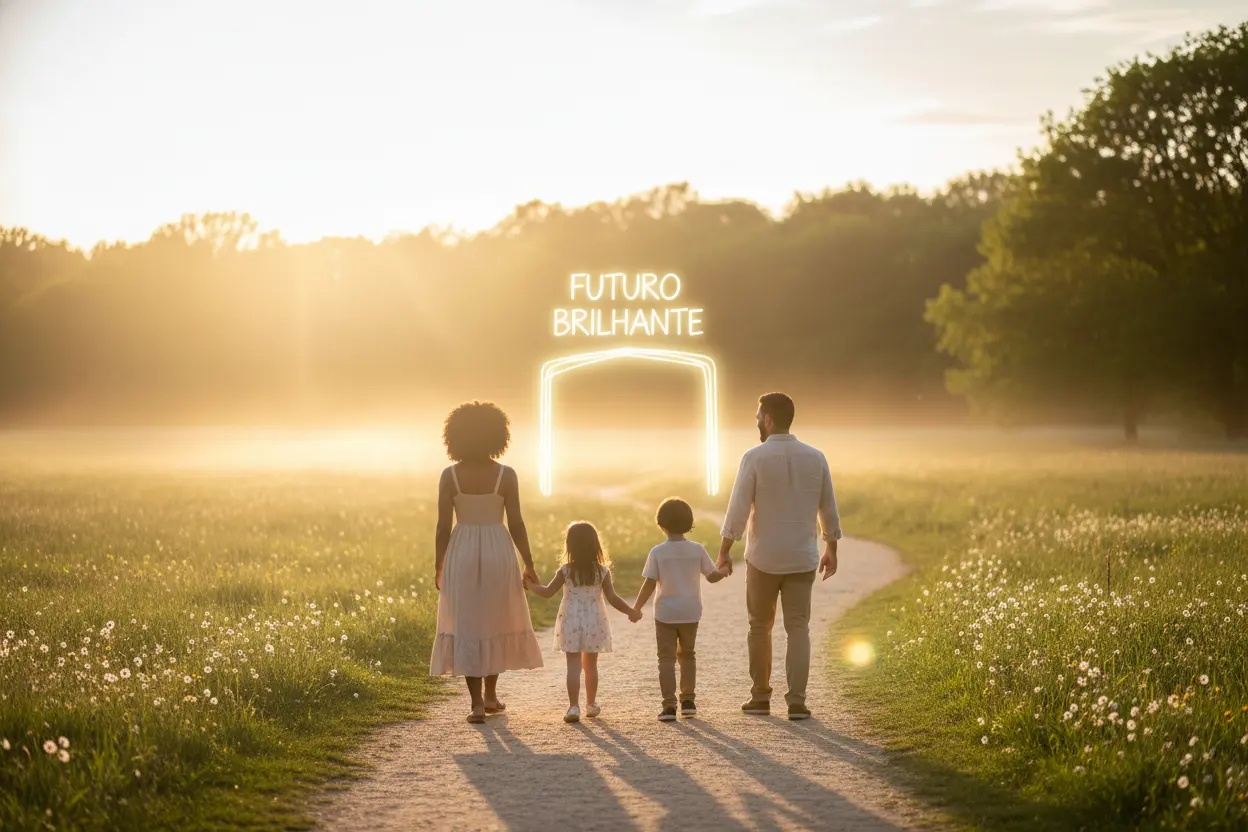Divorcio litigioso o que esperar do processo: Família caminhando para um novo começo.